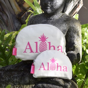 Canvas Pouches Aloha Pink Canvas Pouches Aloha Pink